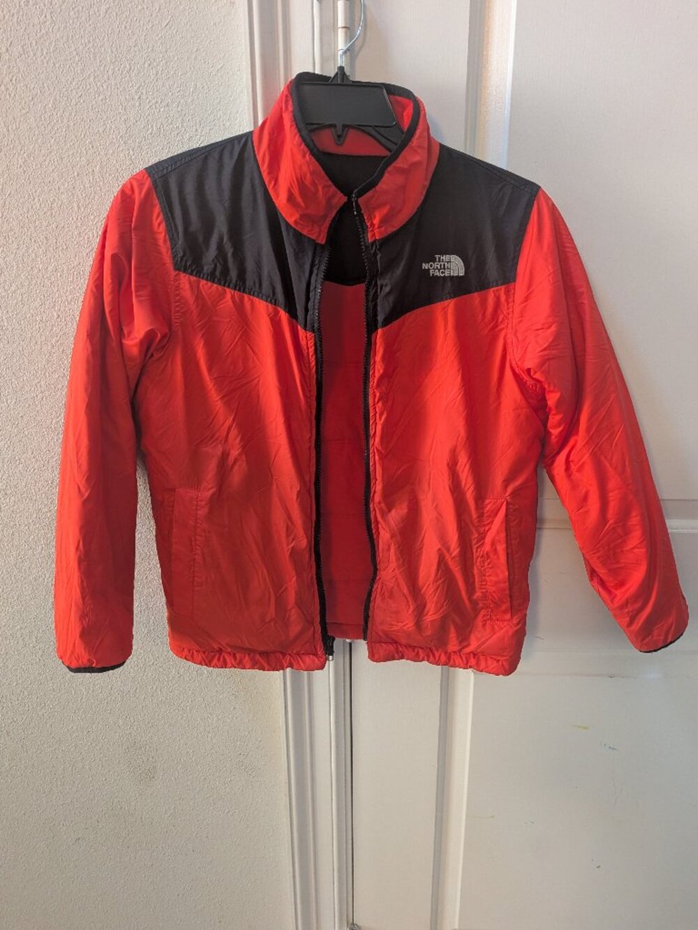 The North Face Jacket Boys Large 14/16 Red Insulated Flaws Reversible